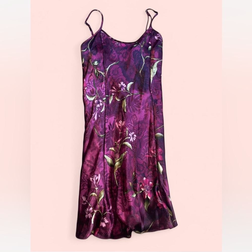 purple silk babydoll slip dress